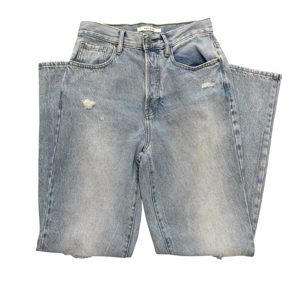 PacSun Dad High Rise Jeans Ripped Button Fly Lightwash Size 26 - Picture 1 of 9